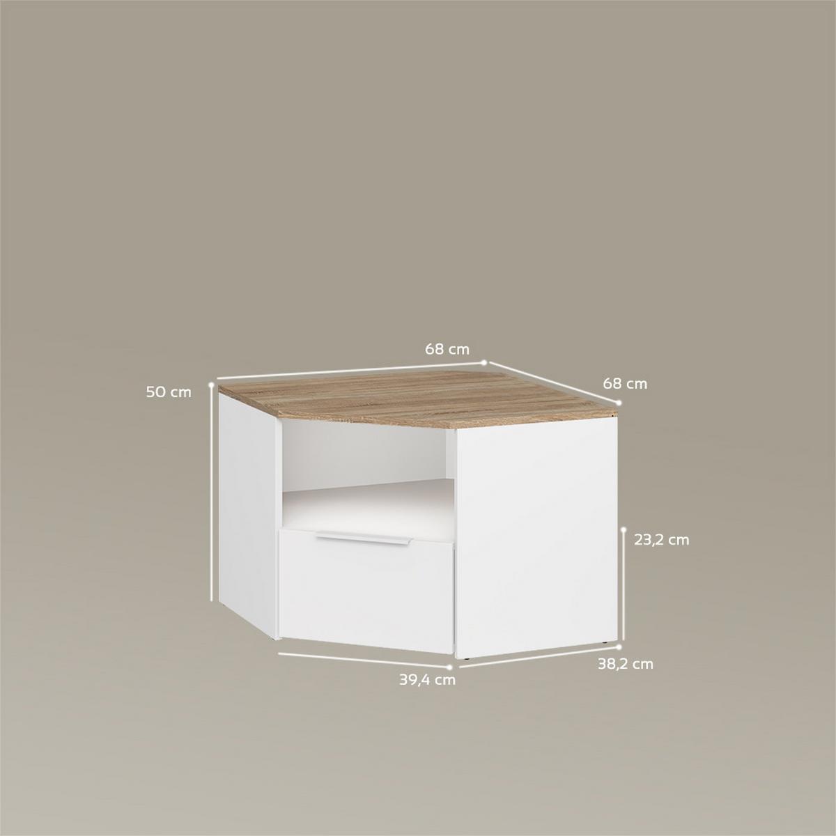 LOWBOARD Piave Weiß/Sonoma 68 x 50 cm - Weiß/Sonoma Eiche, Holzwerkstoff (68/50/68cm) - Livinity®