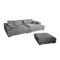 BIG SOFA-SET 7-TLG MADELINE Grau Cord - Schwarz/Grau, Kunststoff/Textil (290/85/170cm) - KAWOLA