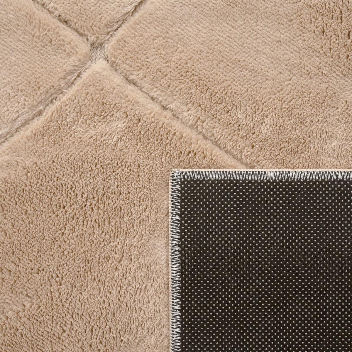KURZFLORTEPPICH Waschbar, mit Rauten-Struktur, Beige, 60 x 100 cm - Beige, Textil (100/60cm) - KADIMA DESIGN