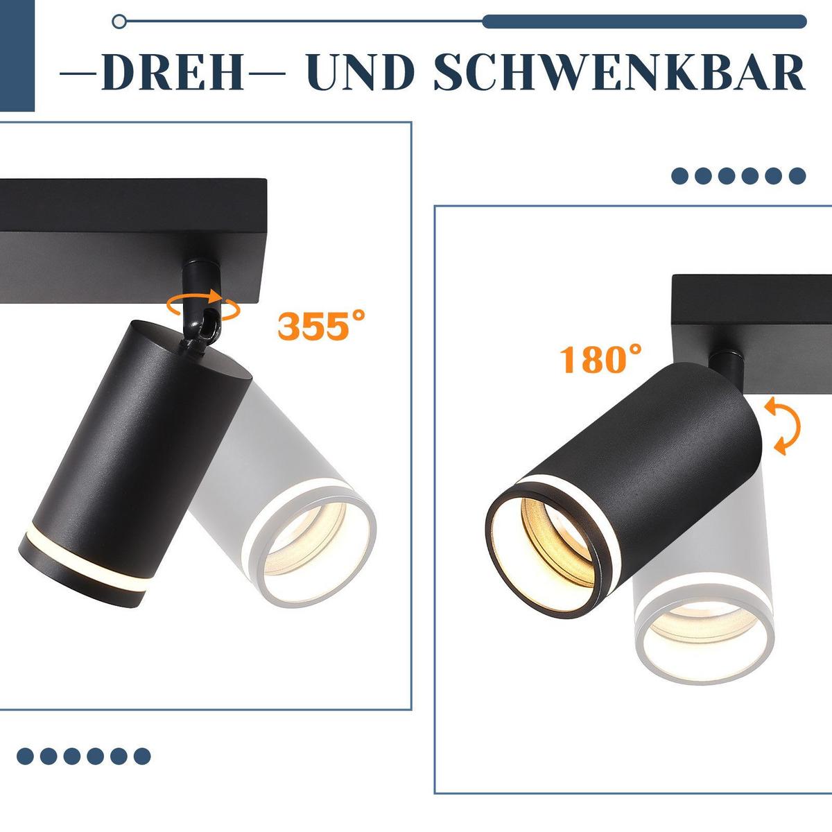DECKENSTRAHLER Staffelstein 3-flammig 43/5/17 cm - Schwarz, Metall (43/5/17cm) - Nettlife