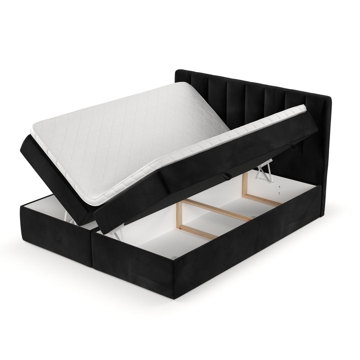 BOXBETT Bari 140/200 cm Schwarz im Kronos Stoff - Schwarz, Holz/Holzwerkstoff (140/200cm) - AltaBeds