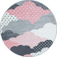 KINDERTEPPICH COGNE, mit Wolken-Motiv, Rosa, Ø 120 cm - Rosa, Textil (120/120cm) - KADIMA DESIGN