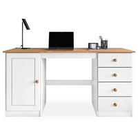 SCHREIBTISCH MANAGER weiß/Eiche - Eichefarben/Weiß, Holz (54/145/73cm) - IDIMEX