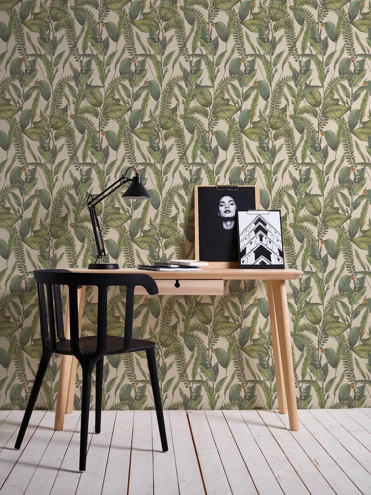 VLIESTAPETE Grün 53/1005 cm - Beige, Textil (53/1cm) - KUNSTLOFT