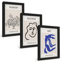 BILDER SET 3er Set - 20x30 cm Schwarzer Rahmen - Abstrakte minimalistische Poster - Schwarz, Kunststoff (20/30cm) - TULUP