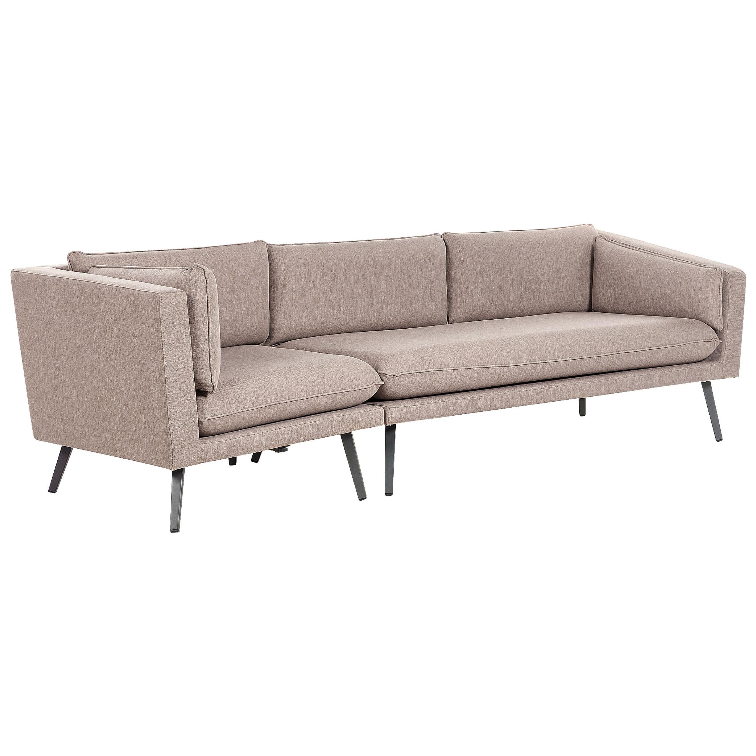 GARTENSOFA 3-Sitzer linke seite beige modular Loretello - Beige/Grau, Textil (243/70/76cm) - Beliani