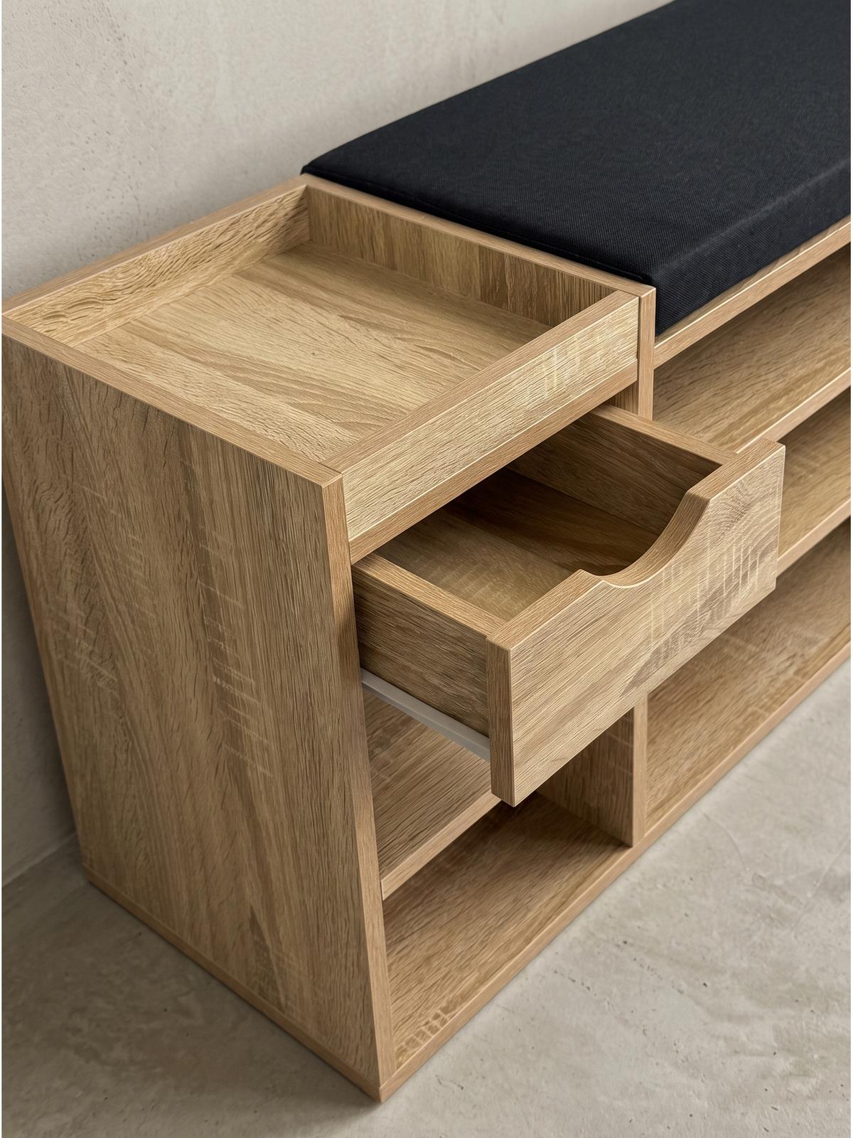 GARDEROBENBANK CARTAGENA, Stoff, Sonoma, 100 x 30 x 45 cm - Hellbraun/Schwarz, Holzwerkstoff/Textil (100/45/30cm) - KADIMA DESIGN