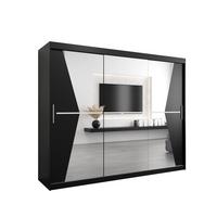 SCHWEBETÜRENSCHRANK 200/250/62 3-türig - Silberfarben/Schwarz, Holz/Kunststoff (250/200/62cm) - MÖBEL KRYSPOL