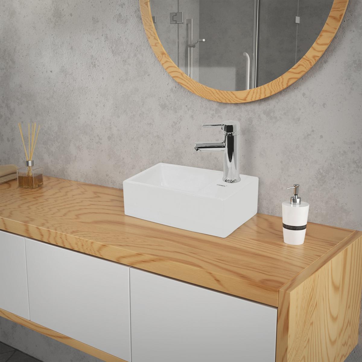 WASCHBECKEN - Weiß, Keramik (20.5/12.5/35cm) - LuxeBath