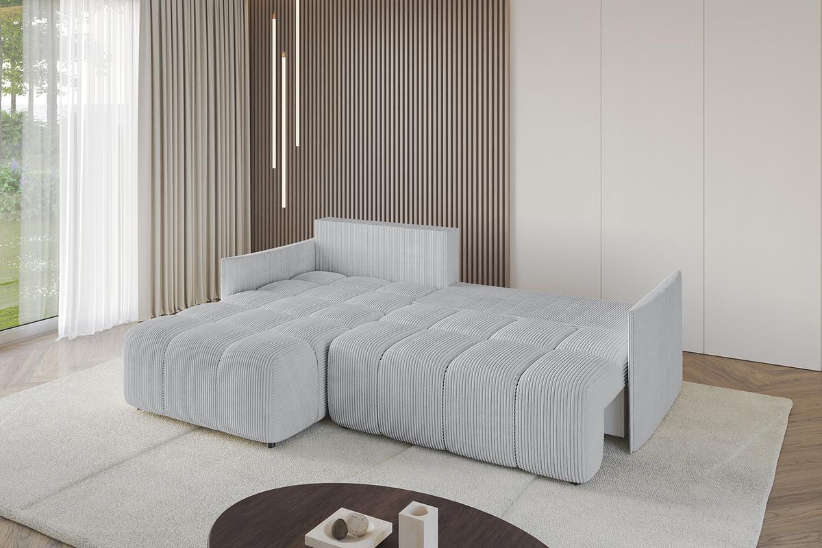 ECKSOFA Ottomane links LONLI-L 251x189x68 Grau Cord - Grau, Holzwerkstoff/Kunststoff (251/189cm) - ALTDECOR