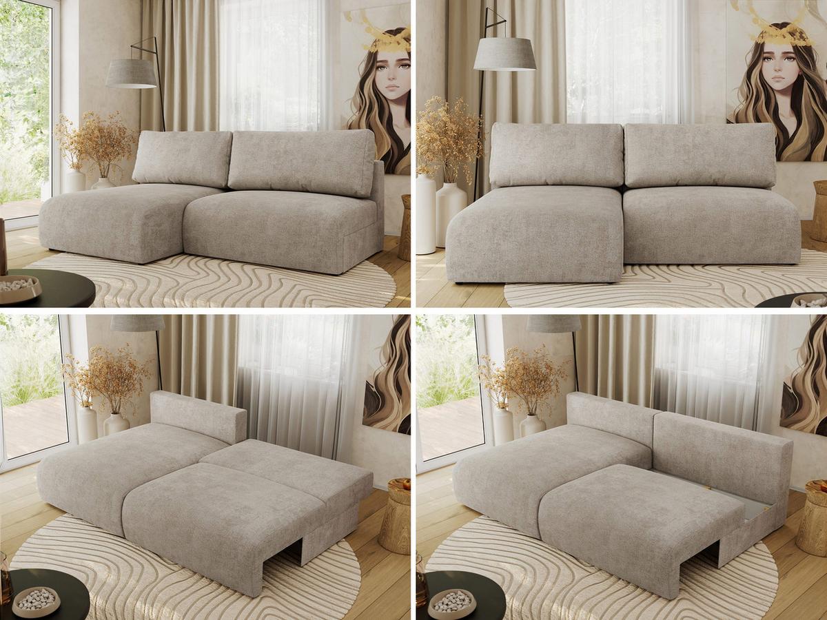 ECKSCHLAFSOFA VIVO L Beige Struktur - links - Beige/Schwarz, Kunststoff/Textil (223/150cm) - MKS