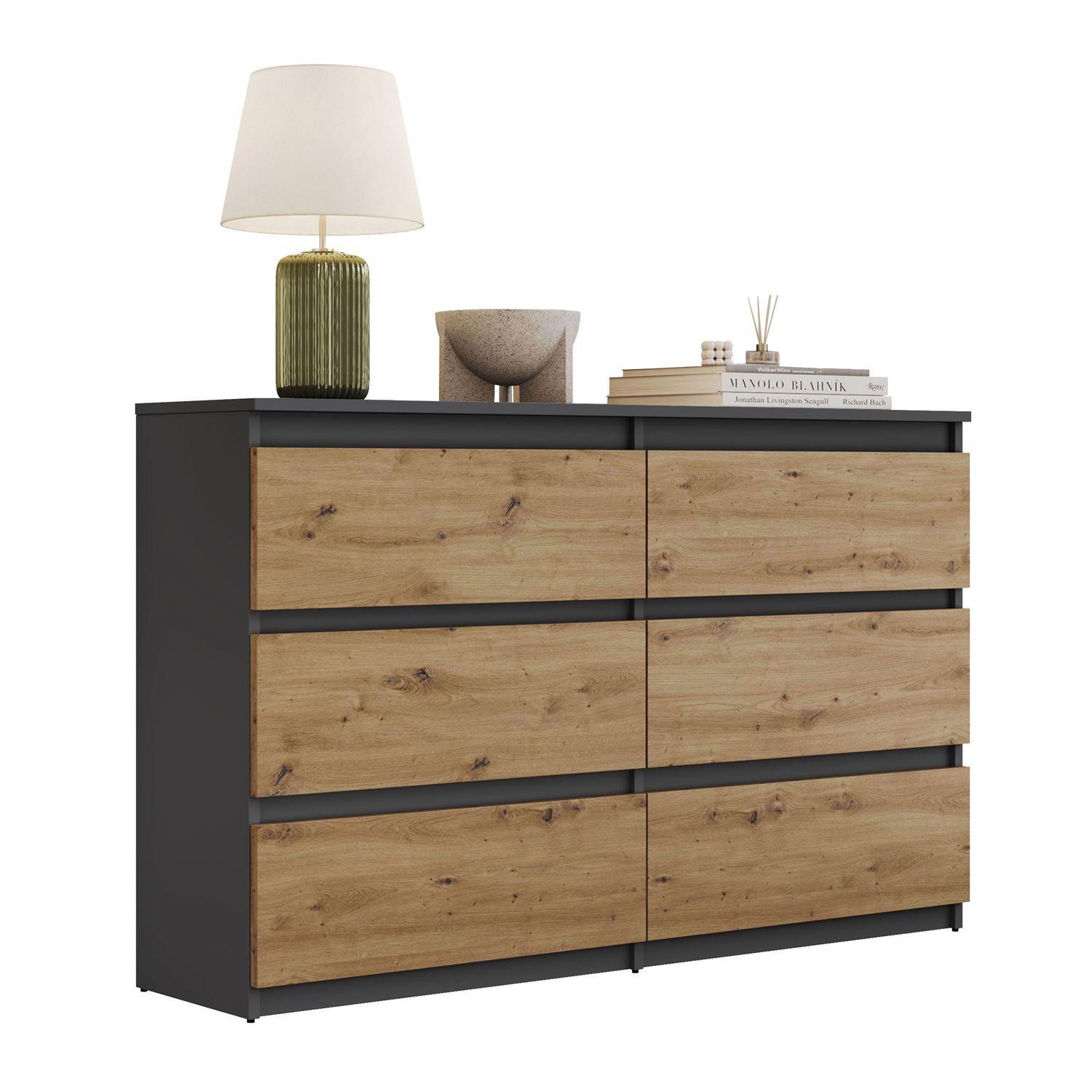 SIDEBOARD HANA M6 Artisan Eiche / Anthrazit 120cm - Eiche Artisan, Holzwerkstoff (120/74.4/30cm) - Lookway