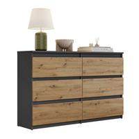 SIDEBOARD HANA M6 Artisan Eiche / Anthrazit 120cm - Eiche Artisan, Holzwerkstoff (120/74.4/30cm) - Lookway