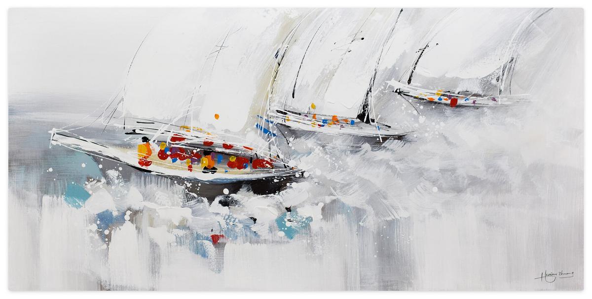 ACRYLBILD HANDGEMALT 120/60 cm - Grau, Holz/Textil (120/60cm) - KUNSTLOFT