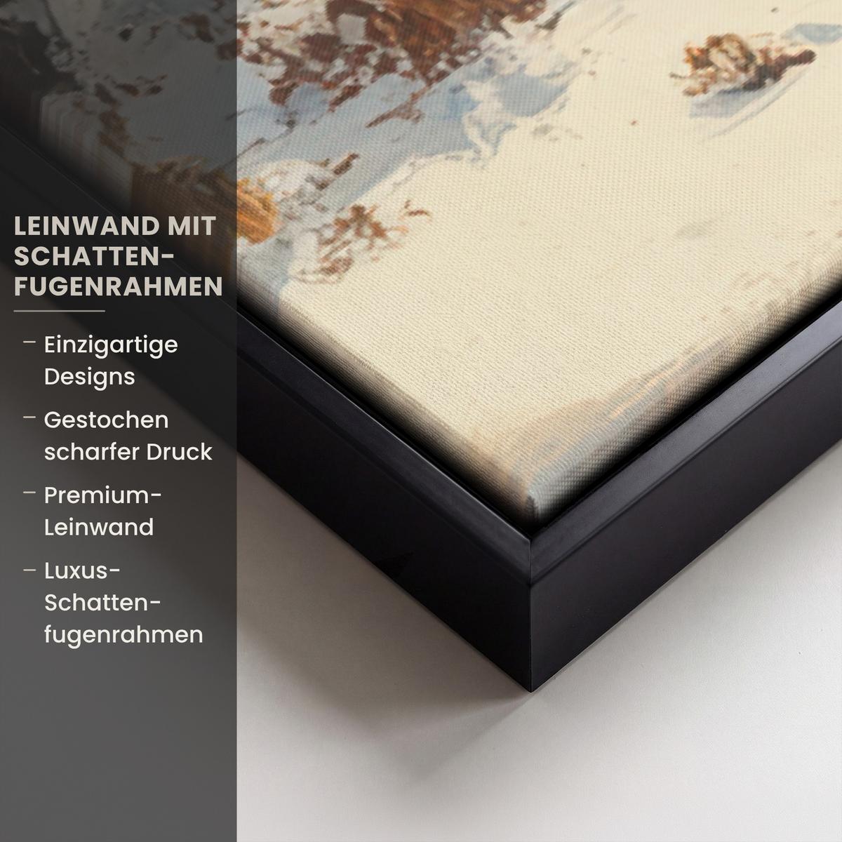 LEINWAND Bilder mit Rahmen - Winter - Schnee - Zuhause - Natur - 90x60 - Hellbraun, Textil (90/60cm) - MuchoWow