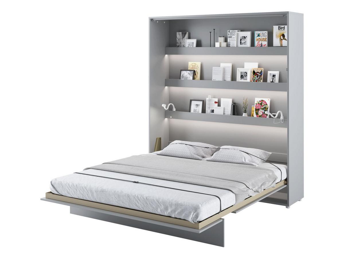 SCHRANKBETT Bed-Concept BC-13 180x200 mit weißer LED Beleuchtung - Grau, Holz/Holzwerkstoff (180/200cm) - MIRJAN24
