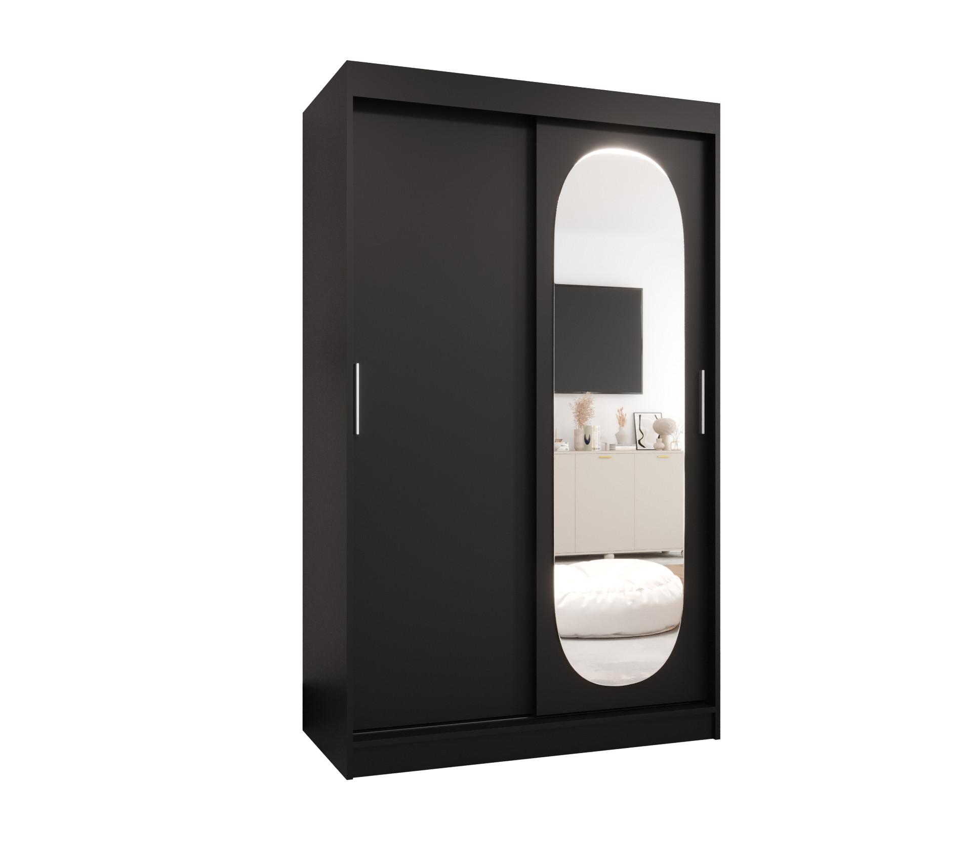 SCHIEBETÜRENSCHRANK mit Spiegel ROYAL 200/120/62 2-türig - Silberfarben/Schwarz, Holz (120/62/120cm) - MÖBEL KRYSPOL