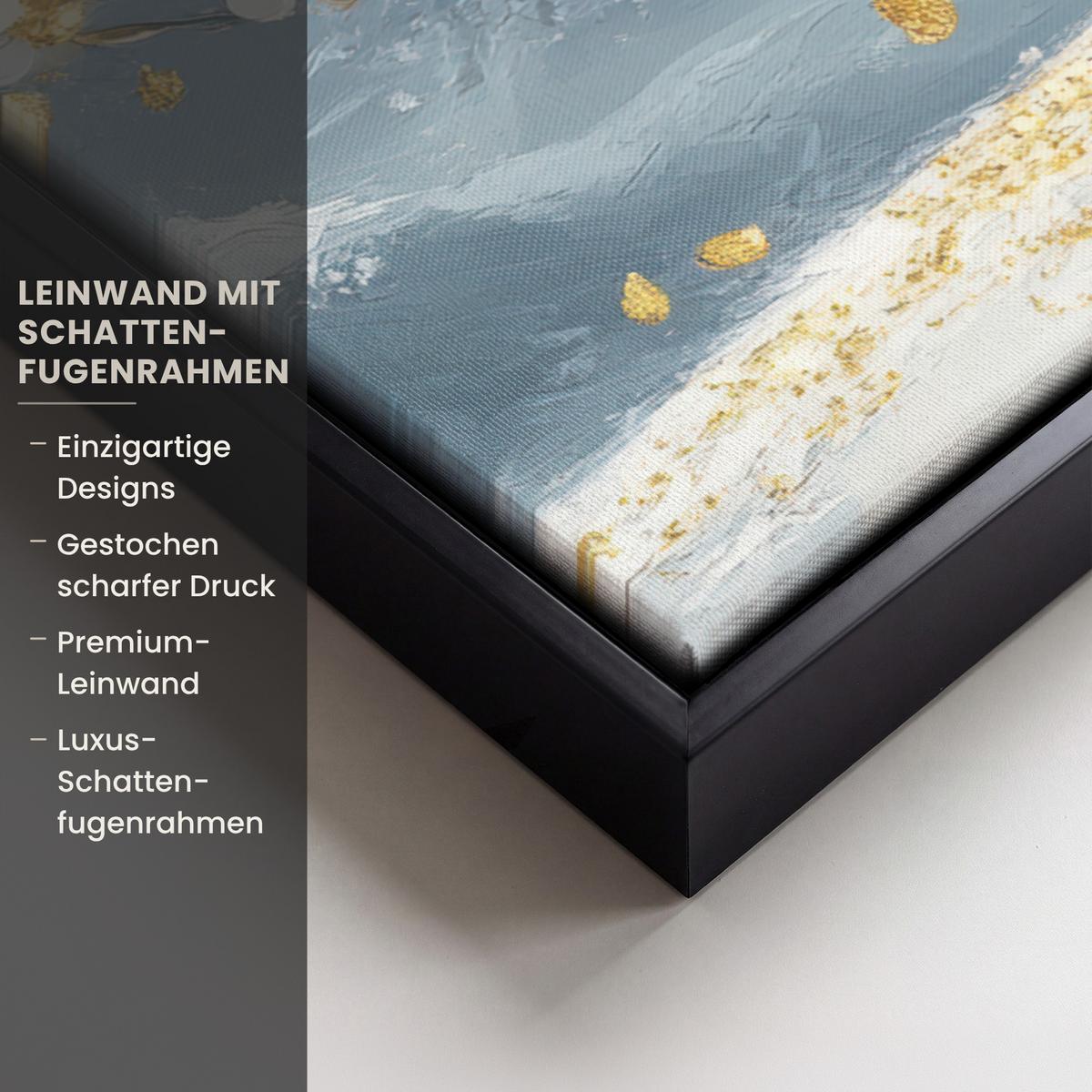 LEINWAND Bilder mit Rahmen - Baum - Winter - Baum des Lebens - Modern - Gold - 70x50 - Goldfarben, Textil (70/50cm) - MuchoWow