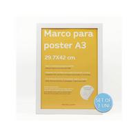 RAHMEN Set mit 3 aus MDF und Acrylglas Schutz und Aussteller für Fotografien, Bilder, Poster, Gemälde, Dekoration für Haus Farbe Weiß A3 - Weiß, Holz (29.7/3cm) - Nacnic