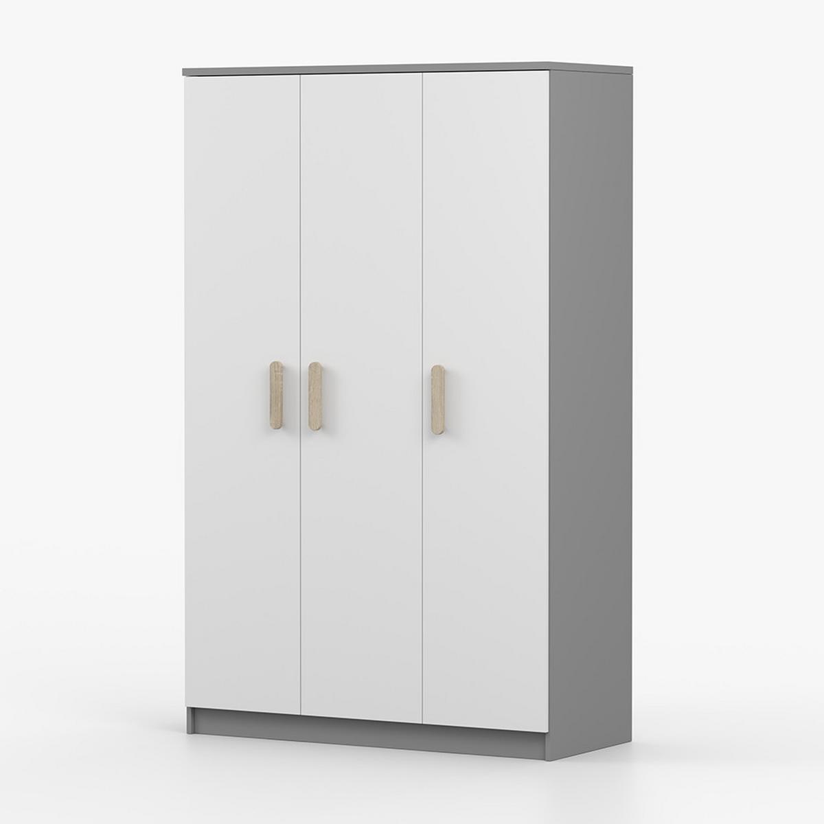 KLEIDERSCHRANK Jonas II 2D 19, 120/192/50, 3-türig, grau - Grau/Sonoma Eiche, Holzwerkstoff (120/194/50cm) - imoebel24