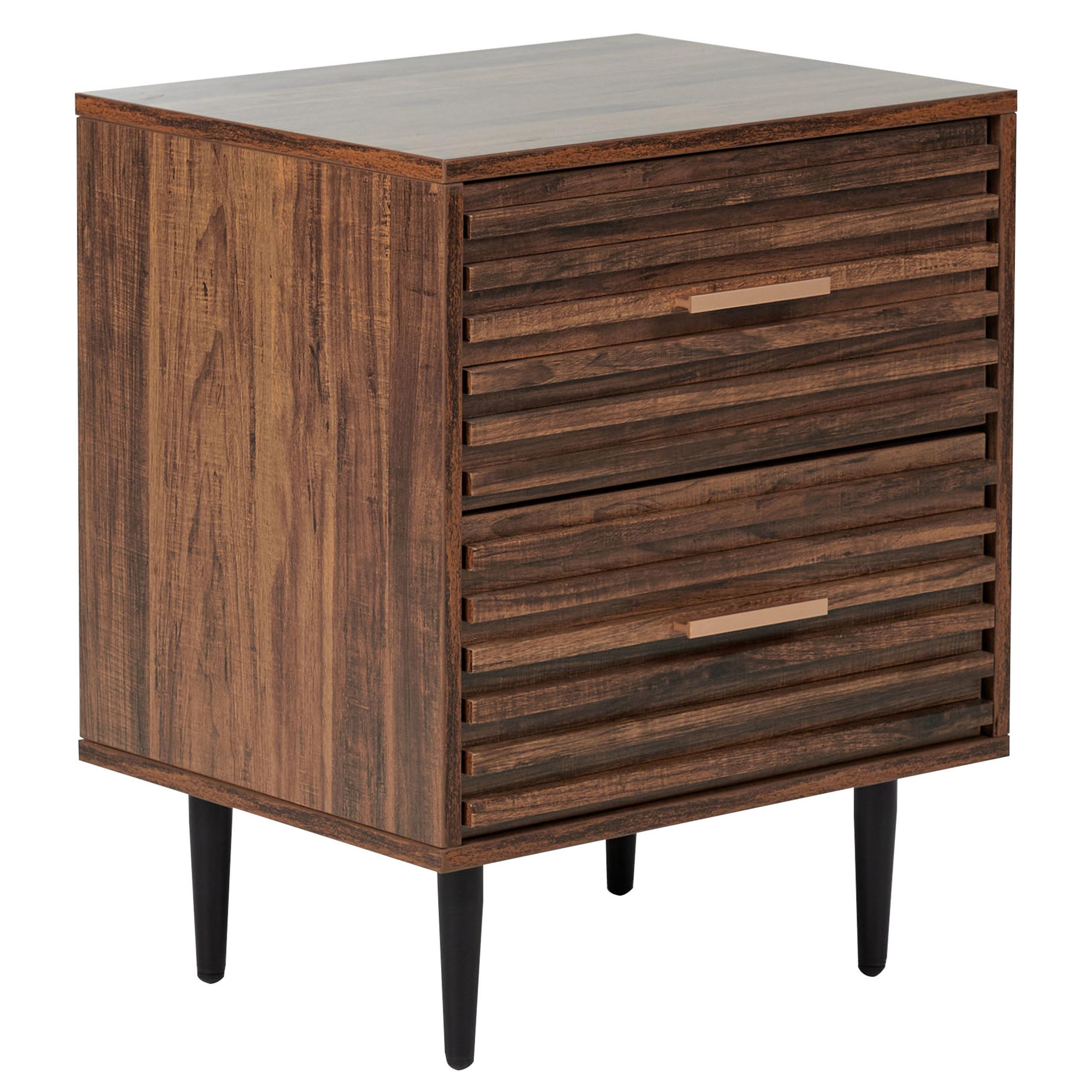 NACHTTISCH mit 2 Schubladen Dunkelbraun Keith - Braun, Holzwerkstoff (40/48/60cm) - Beliani