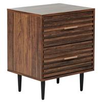 NACHTTISCH mit 2 Schubladen Dunkelbraun Keith - Braun, Holzwerkstoff (40/48/60cm) - Beliani