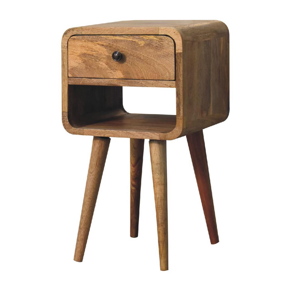 NACHTTISCH mit 1 Schublade, 1 offenes Fach, Beige - Eichefarben/Messingfarben, Holz/Metall (30/55/30cm) - Artisan Furniture