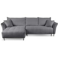 ECKSCHLAFSOFA Bari links dunkelgrau - Dunkelgrau/Schwarz, Textil (276/158cm) - Beautysofa