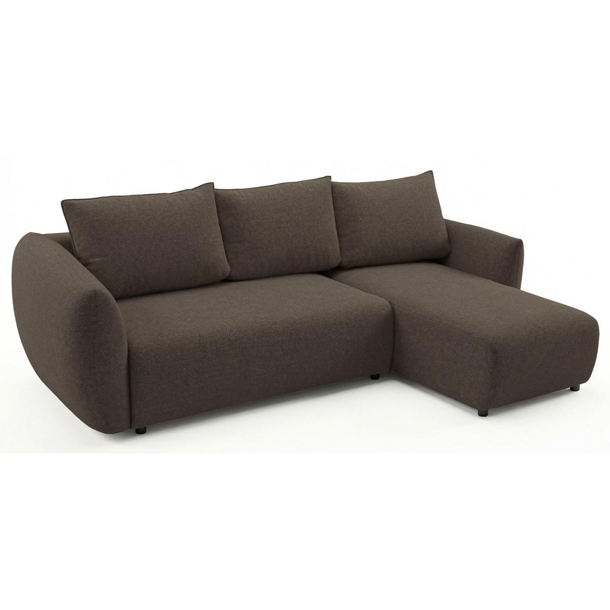 ECKSCHLAFSOFA Zordo BRAUNER CHENILLE RECHTS MIT ZWEI BETTKÄSTEN - Schwarz/Braun, Kunststoff/Textil (170/256cm) - Selsey