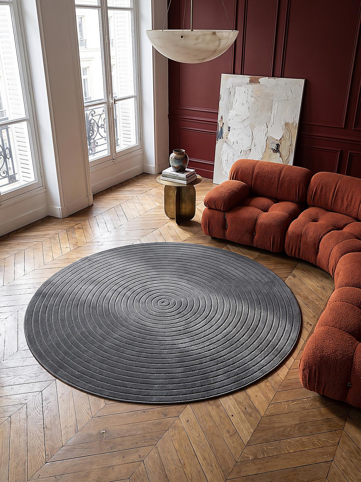 TEPPICH Outdoor Abstrakt MEZEN Polypropylen Anthrazit 160 x 160 cm - Anthrazit, Textil (160/160cm) - KADIMA DESIGN