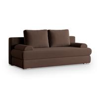 SCHLAFSOFA ASPERO Braun Plüsch-Stoff mit Schlaffunktion - Braun, Holz (200/95/75cm) - MASSENO