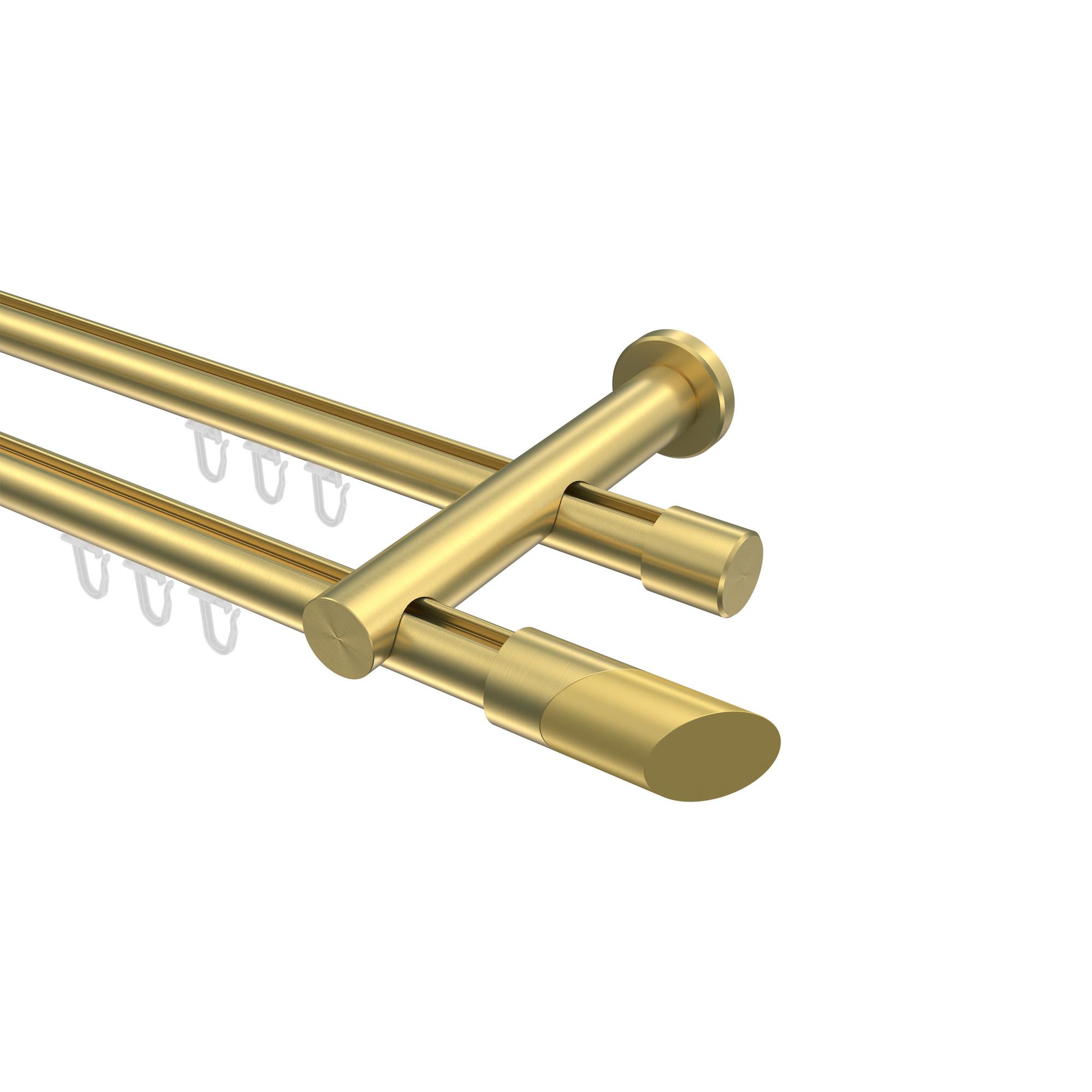 GARDINENSTANGE INNENLAUF Platon Verano 160 cm, 2-läufig, 20 mm Ø Messing-Optik - Messingfarben/Goldfarben, Metall (160cm) - INTERDECO