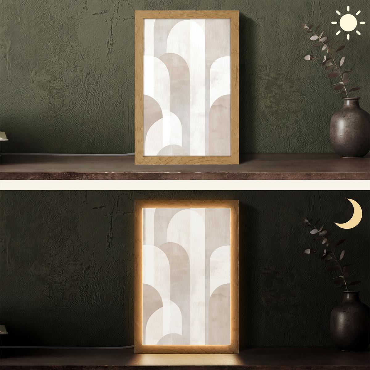 TISCHLEUCHTE Abstrakte Bögen - Modern - Beige 20x30 cm - Buche Kolonial, Holzwerkstoff (8/20/30cm) - OnlyWow