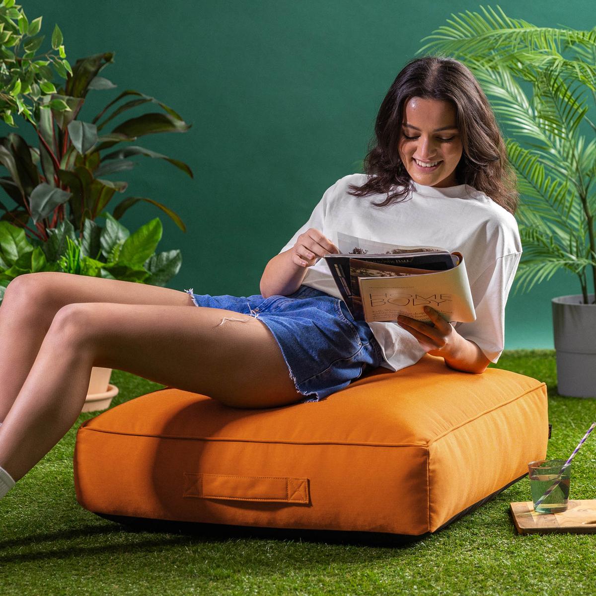 BODENKISSEN mit Sitzsackfüllung Solus - Orange, Textil (72/22/72cm) - icon