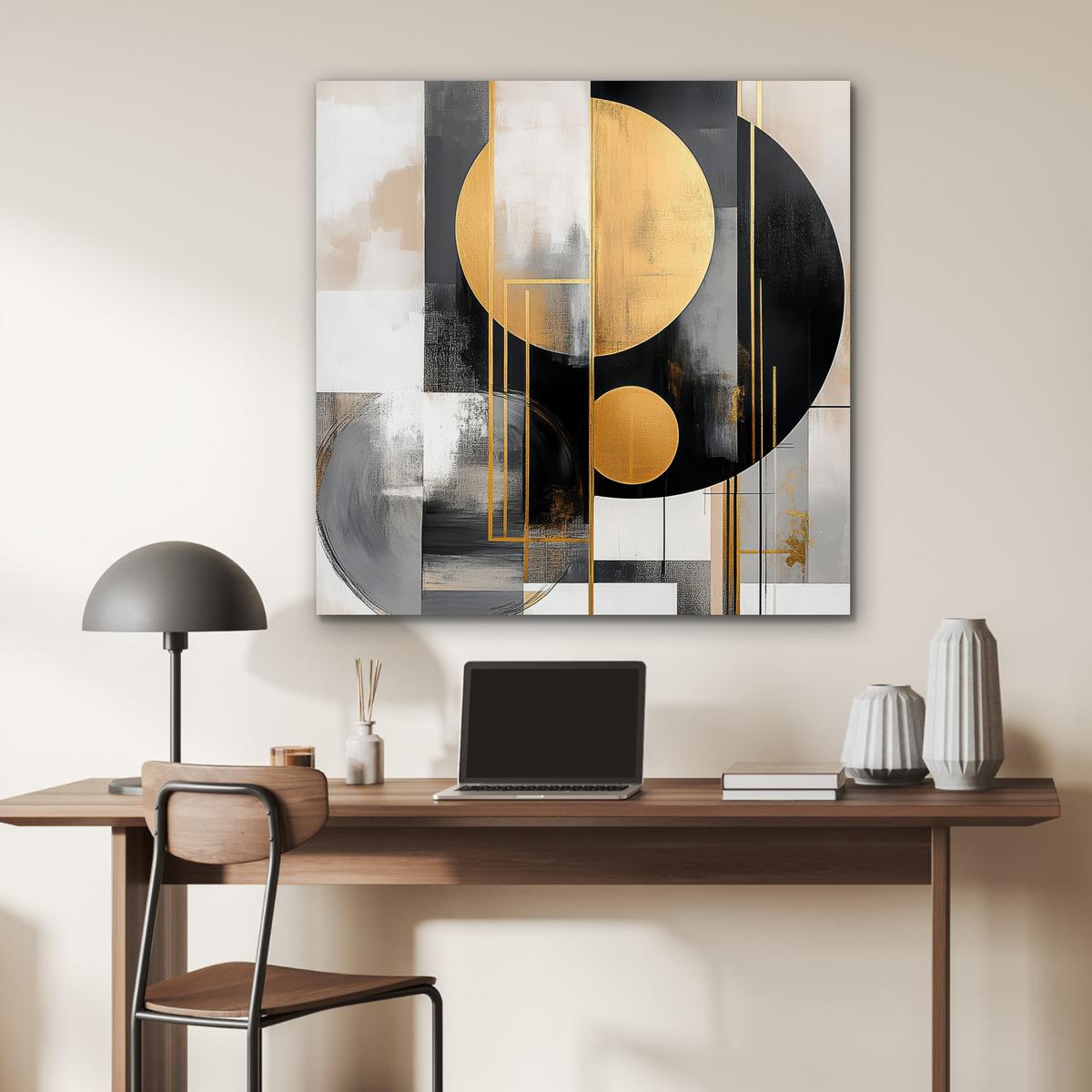 METALLBILD Abstrakt - Gold - Silber - Formen - Ästhetisch - Modern 90x90 cm - Goldfarben, Metall (90/90cm) - MuchoWow