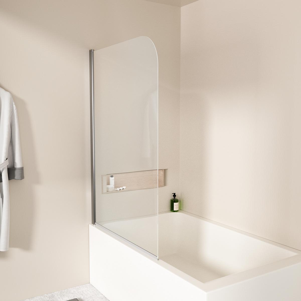 DUSCHWAND für Badewannen mit Schwenkfunktion Leicht zu Reinigen 90/140 cm - Transparent, Glas (90/140cm) - EMKE