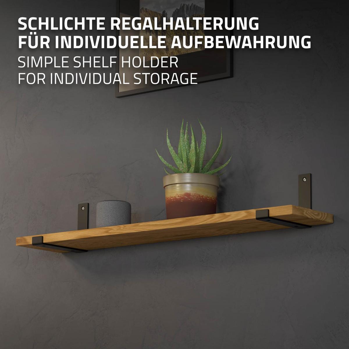 REGALHALTERUNG - Schwarz, Metall (4/14.5/21cm) - ML-DESIGN