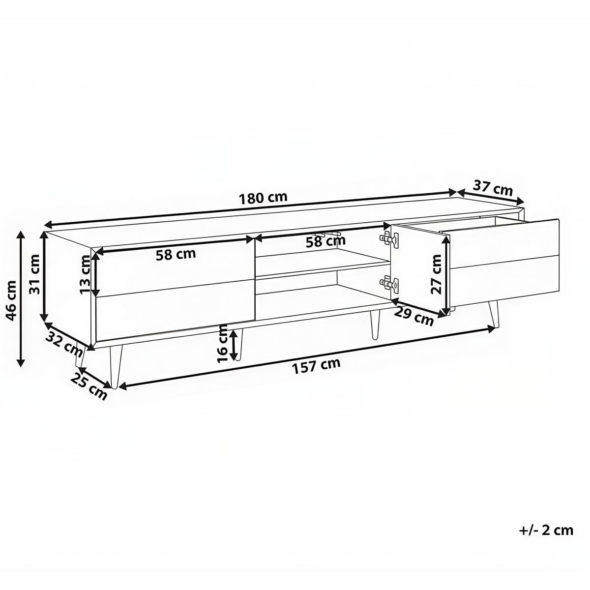 TV-MÖBEL Hellbraun Silverton - Hellbraun/Schwarz, Holzwerkstoff (180/46/37cm) - Beliani