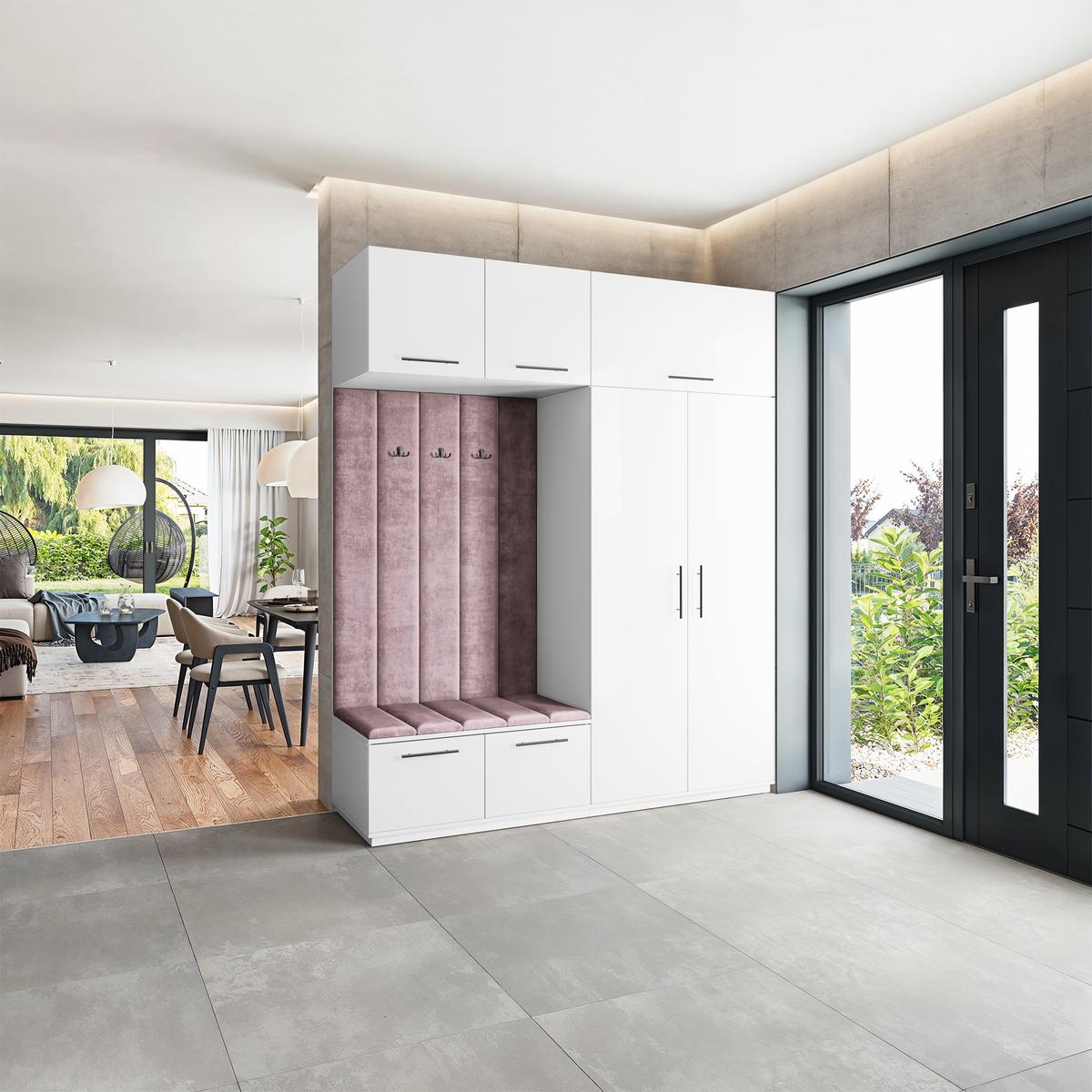 GARDEROBENSCHRANK REMA 200/240/60 cm Modern Garderobe-Set Weiß - Lila/Weiß, Holzwerkstoff (200/240/60cm) - MASSENO