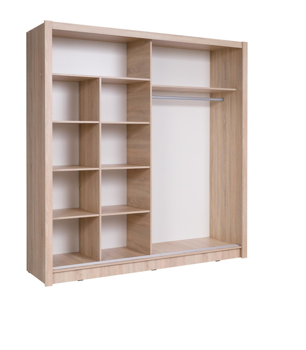 SCHWEBETÜRENSCHRANK FRISKA 154,4/214,4/62cm 2-türig mit Spiegel Sonoma Eiche - Sonoma Eiche, Holzwerkstoff (154.4/214.4/62cm) - MASSENO