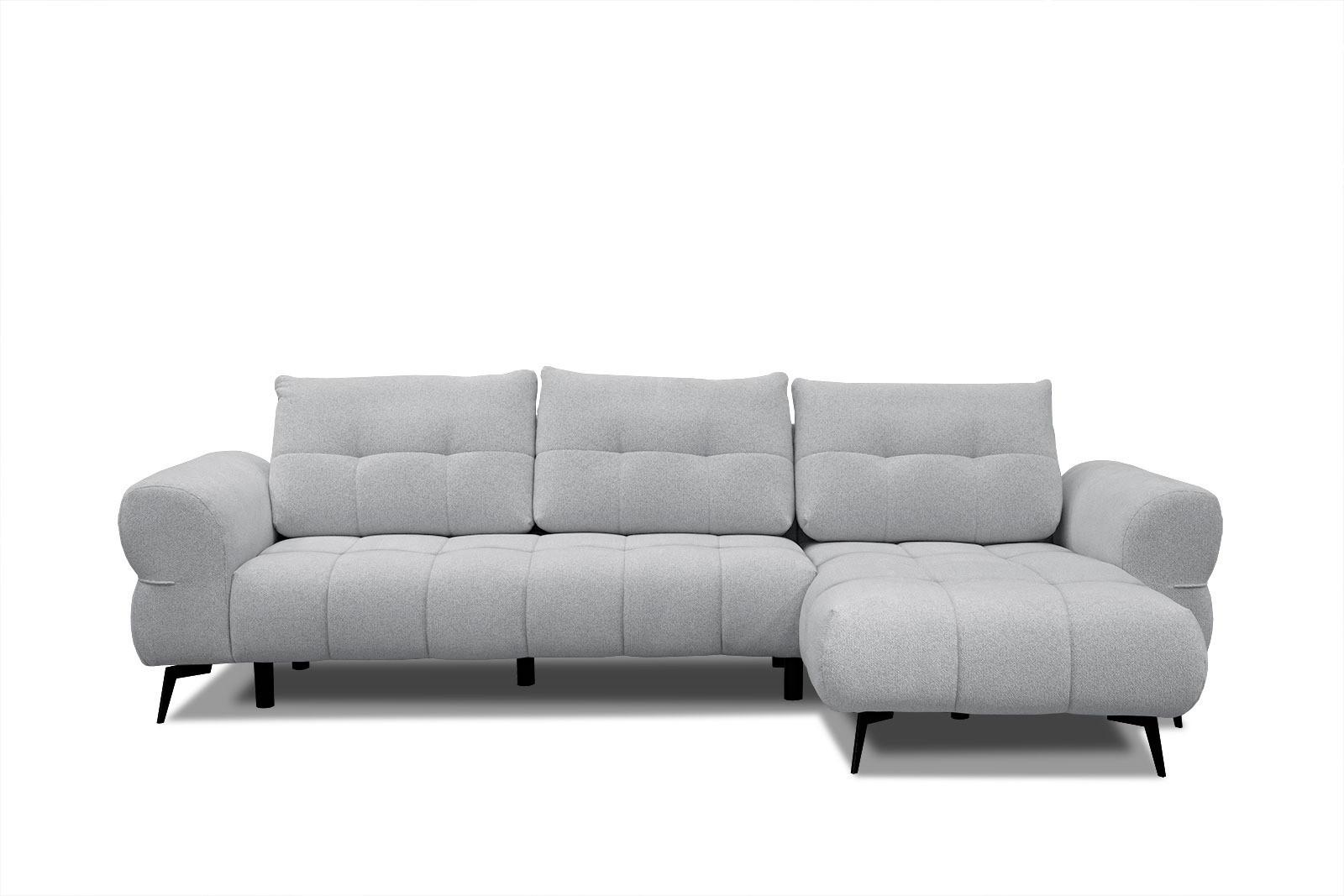 ECKSOFA SALVINI 4-Sitzer, hellgrau - Hellgrau/Schwarz, Holzwerkstoff/Textil (292/158cm) - Wozimo