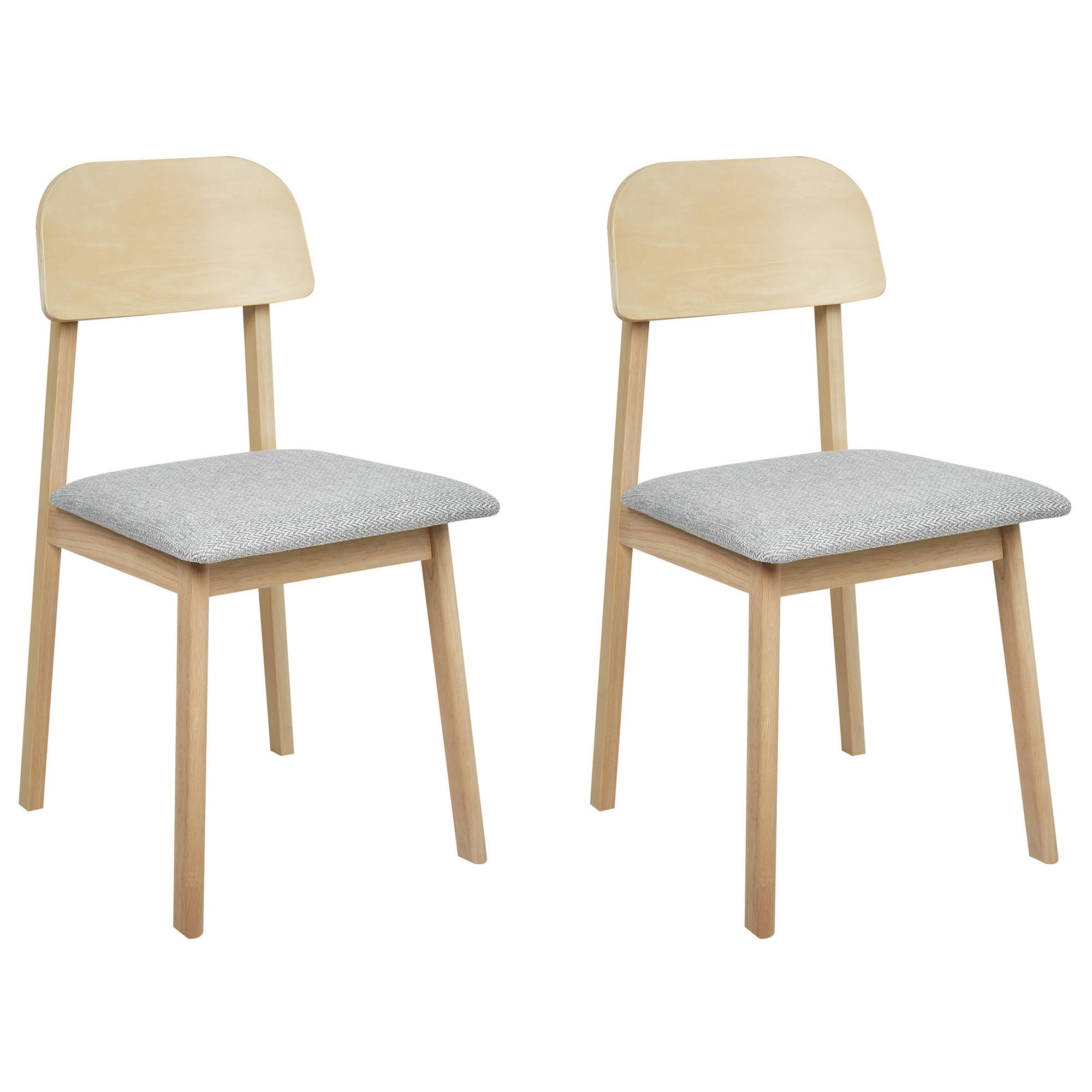 ESSZIMMERSTUHL 2er-Set Hellgrau Scandia - Beige/Hellgrau, Holz (40/82/46cm) - Beliani
