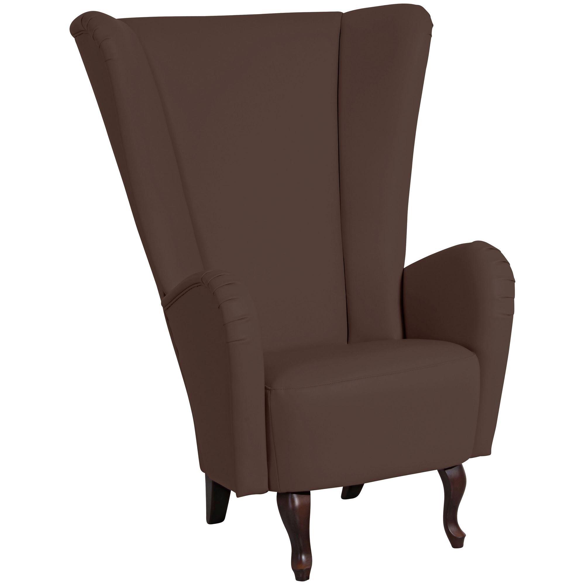 HOCHLEHNSESSEL Kailey Bezug Kunstleder Buche nussbaum dunkel / braun - Braun, Kunststoff (96/122/89cm) - 58aufmkessel