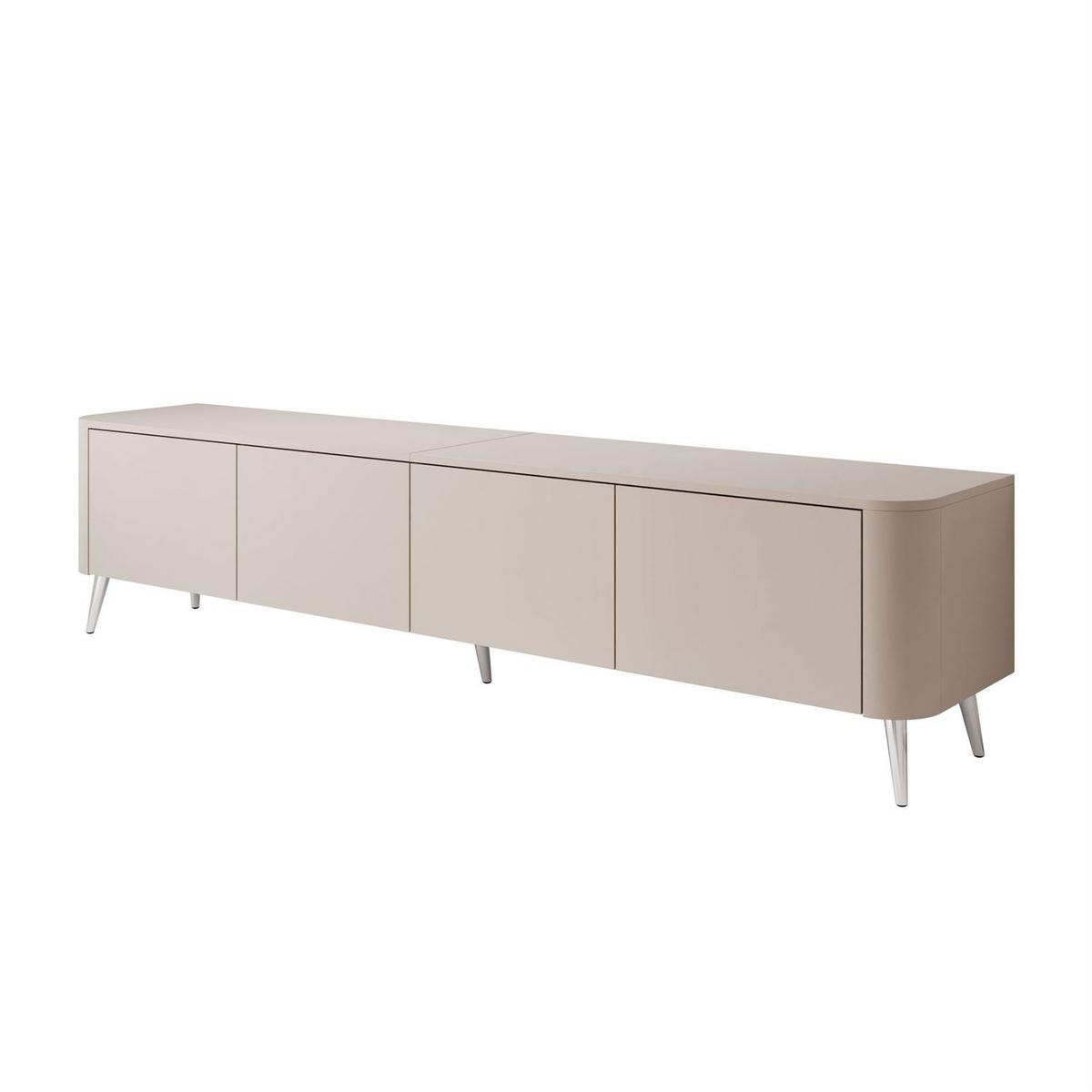 TV-SCHRANK CELESTE PUSH OPEN mit Beleuchtung auf Schräge chromfarbene Füßen - Kaschmir, Holzwerkstoff (200/46.5/40cm) - Lookway