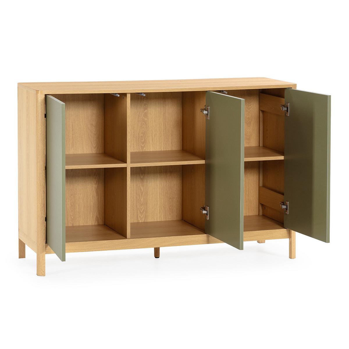 SIDEBOARD Nassau 3 türen Eichenfarbe/grün - Grün, Holzwerkstoff (120/80/40cm)