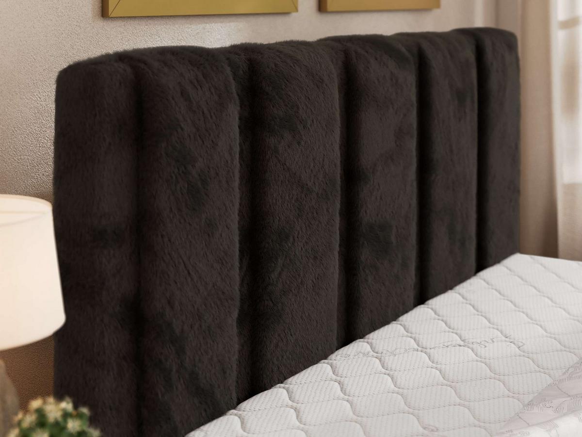 POLSTERBETT SAVINO CLASSIC 200/200 - Schwarz Plüsch - Pocket-Matratze - Schwarz, Kunststoff/Textil (200/200cm) - MKS