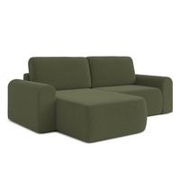 ECKSOFA L Form Otterton Olivgrün 250/180/95 cm Links mit Schlaffunktion - Schwarz/Grün, Kunststoff/Textil (180/250cm) - AX Living