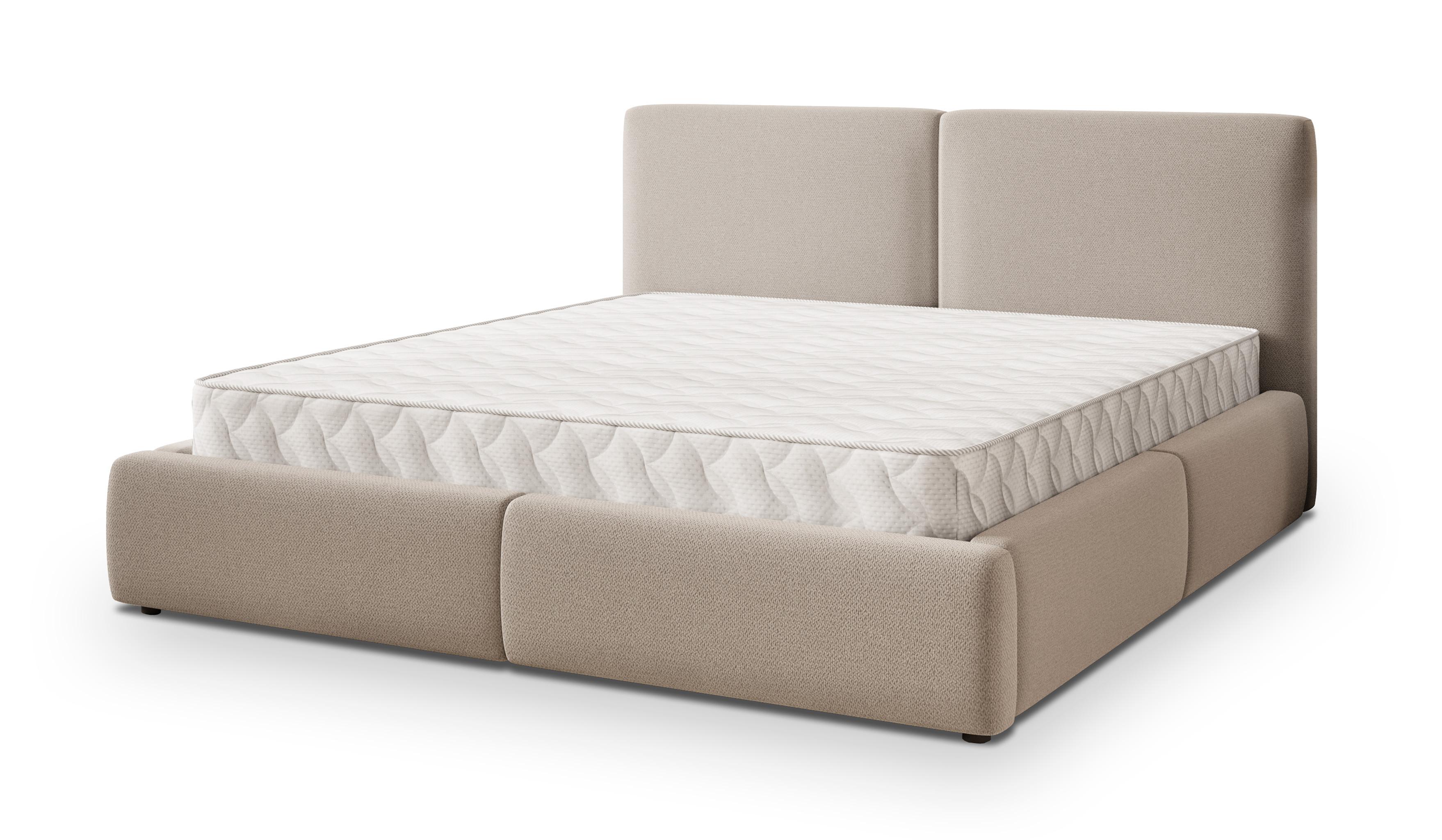 POLSTERBETT FELURO 140x200 cm mit Bettkästen - Beige - Beige, Holz (140/200cm) - MASSENO