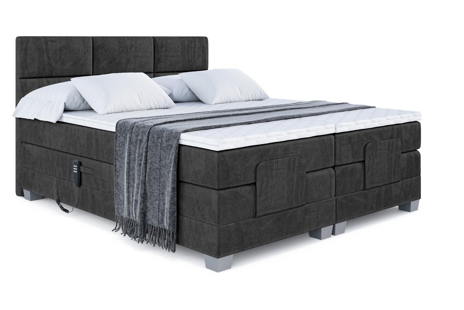 BOXSPRINGBETT elektrisch verstellbar mit 2 Matratzen H4/Taschenfederung PROT EL 200 x 200 Schwarz - Schwarz, Holzwerkstoff (207/200cm) - ALTDECOR