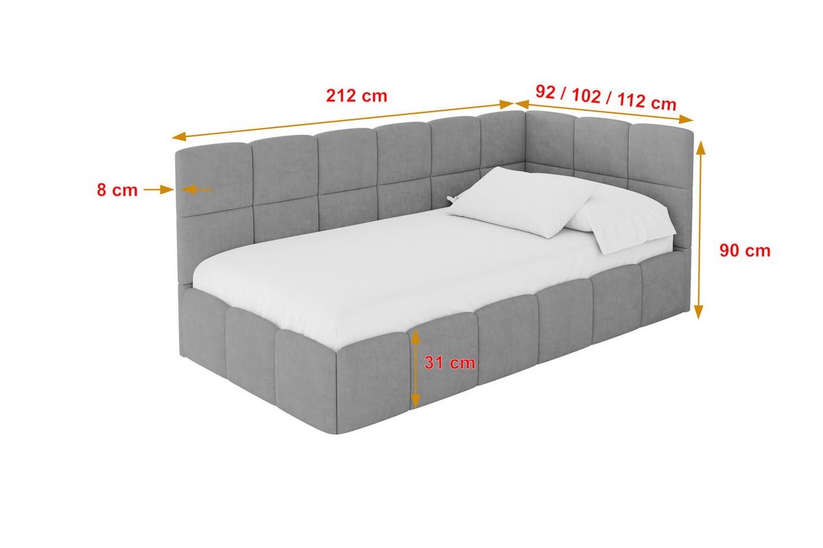 EINZELBETT Jugendbett mit Bettkasten Links, mit Matratze - LIVY 90x200 Grau - Anthrazit, Holzwerkstoff/Textil (90/200cm) - ALTDECOR